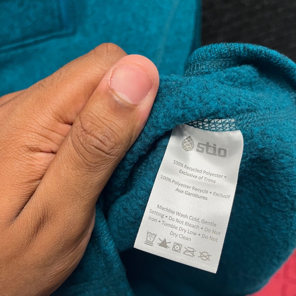Stio Wilcox Fleece Hoodie Womens Small Teal Blue Heather Quarter Zip Pullover - Picture 5 of 7